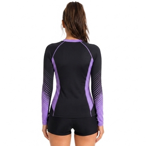 Breathable <b>Women</b> <b>Rash</b> <b>Guard</b> Long Sleeve UV Protection Quick Dry Stretch Swim Shirt Wholesale - Product Image 2
