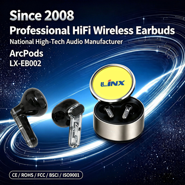 Transparency Wireless Earphones Alloy Metal 500mAh Charging case TWS Earbuds From OEM ODM Shenzhen Linx Factory