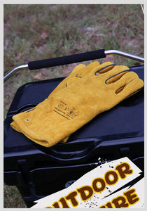 Gants de sécurité de Camping en plein air de qualité supérieure en cuir de vachette ignifuge isolation thermique haute température résistant à l'usure feu de joie gants de Camping - Product Image 5