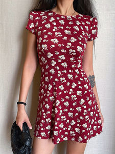 Samden Offre Spéciale <span class=keywords><strong>Luxe</strong></span> Mode Rouge Vente en Gros <span class=keywords><strong>Grossesse</strong></span> Durable Robe Florale Fantaisie - Product Image 3