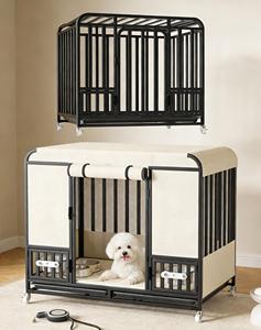 Gabbie per Cani Extra Large per Interni ed Esterni, Chiusura a Bottone, Tubi Spessi, Rete Saldata, Separazione Toilette, per Cani da Caccia e Gatti - Product Image 4