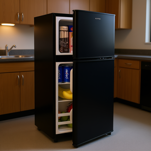 Mini réfrigérateur congélateur compact à 2 portes 3,5 pi3 avec étagères amovibles Dégivrage automatique Couleur noire Plaque en acier ANUKIS Pour cuisine Dortoir - Product Image 2