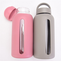 800ml Silicone Manchon Couverture Lunettes Haute Borosilicate Sport Bouteilles D'eau Running Drinkware Large Bouche Bouteille En Verre Adultes