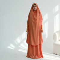 Ensemble deux pièces Eid Baju Afghani Burkha Abaya en polyester pour l'été, Khimar Hijab pour la prière, tenue islamique modeste pour femmes musulmanes