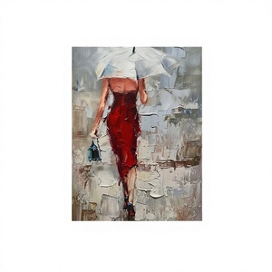 Peinture à l'huile sur toile originale minimaliste moderne, peinte à la main, portrait, écologique, art mural haut de gamme pour la maison, MF2612, peinte à la main - Product Image 2