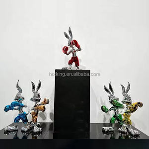Offre Spéciale populaire miroir galvanoplastie résine lapin Boxer Statue Art artisanat pour la décoration ou la Collection intérieure ou extérieure - Product Image 6