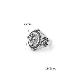 แหวนผู้ชายสไตล์นอร์ดิกวินเทจสแตนเลสสตีล ดีไซน์ต้นไม้แห่งชีวิต สไตล์ฮิปฮอป สำหรับใส่ทุกวัน - Product Image 5