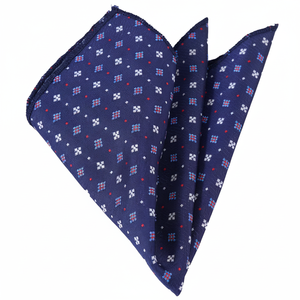 Foulard tissé en jacquard à motifs bleu marine et blanc - Product Image 2