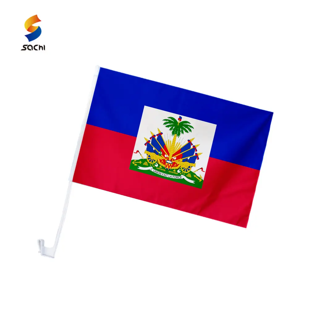 Op Maat Gemaakte Autovlaggen Polyester 2X3 3X5 Haitiaanse Goedkope Prijs Vliegende Land Haitiaanse Vlaggen Mini Nobori Vlag Auto