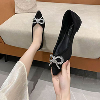 Chaussures plates pour femme à la mode, avec nœud en strass, semelle souple, élégantes, pour tous les jours et les soirées.