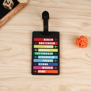 Viagem Design Personalizado Logo Mala Cabide Borracha Macia Em Branco Bagagem Tag Com Alça - Product Image 3