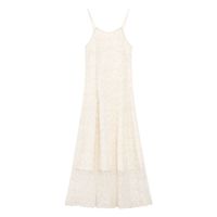 Robe longue en dentelle pour femme, style estival, haut de gamme, broderie élégante, idéale pour les vacances à la plage