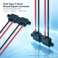 Connecteur de charge double port Type-C LN-01, double prise USB-C, deux connecteurs DC à 2 broches avec oreilles de fixation et câbles