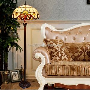 Lámpara de Pie LED de Estilo Europeo Retro de 16'', Base de Resina con Vidrio Tiffany, Control Táctil, para Sala de Estar, Dormitorio - Product Image 4