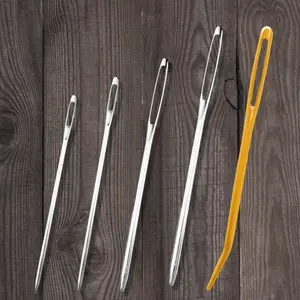 Agujas de Coser a Mano con <span class=keywords><strong>Punta</strong></span> <span class=keywords><strong>Redonda</strong></span> y Ojo Grande, Color Dorado y Plateado, para Bordado con Cinta y Punto de Cruz, Venta al Por Mayor - Product Image 1