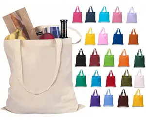 Black Handle Canvas Bag Custom Print Promotional 100% Cotton Canvas Tote Bag Wholesale