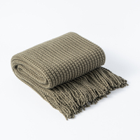 Plaid décoratif en tricot gaufré épais et lourd, personnalisé, de haute qualité, léger, avec franges, pour hôtel et maison