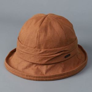 Sombrero de Pescador de Lino de Alta Calidad para Mujer, Estilo Japonés, Plegable, Tipo Bucket - Product Image 1