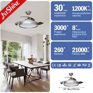 พัดลมเพดาน LED 1Stshine, ใบพัดล่องหนลมต่ำพัดลมเพดานลมธรรมชาติที่มองไม่เห็นพร้อมใบมีดที่ซ่อนอยู่ - Product Image 3