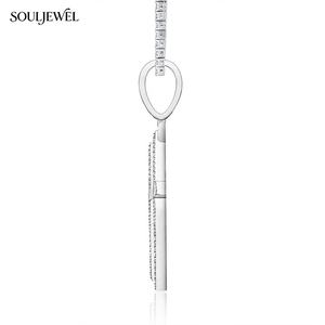 จี้รูปดาวฮิปฮอป Souljewel ชุบโรเดียม เงินแท้ S925 ดีไซน์เจาะรูสามแถว สำหรับผู้หญิงและผู้ชาย เครื่องประดับแฟชั่นวิบวับสำหรับงานปาร์ตี้ - Product Image 2