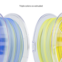 Filament d'imprimante 3D ZIRO, mat, tricolore, couleurs néon, co-extrusion, 1 kg, 1,75 mm, tiges en plastique PLA flexibles, filament d'impression 3D