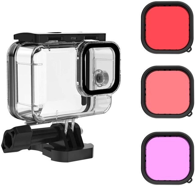 3 Red Magenta Filters Underwater Scuba Snorkel Go Pro Accessories Waterproof Case for GoPro Hero 9 10 11 12 Black Action Camera