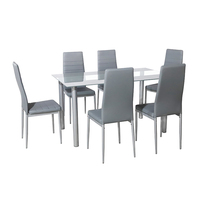 Ensemble de table et chaises de salle à manger en verre trempé écologique, structure en acier inoxydable, design moderne, mobilier pour la maison et l'hôtel, blanc