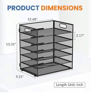 6 Tier Metal Mesh Paper <b>File</b> Organizer for Desk Paper Letter Tray Organizer Mesh Desk <b>File</b> Organizers with Handle - Product Image 6