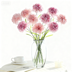 Carnation Artificial Hecha a Mano con Tacto Real, Flor Multicolor para Decoración del Día de la Madre, Ramo de Seda Artificial de Color Personalizado - Product Image 1