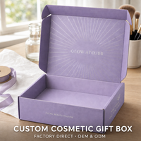 Boîte cadeau cosmétique personnalisée imprimée, boîte d'emballage de maquillage à la lavande avec logo en feuille d'argent, vente en gros directe d'usine OEM