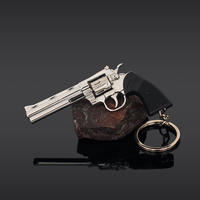 Porte-clés pistolet jouet en alliage métallique réaliste, modèle Python 357, argenté, assemblé, 1:3, noir, 70 mm, pas cher