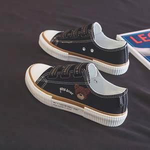 Chaussures décontractées à lacets pour étudiantes, baskets en toile brodées motif ours, respirantes, tendance et polyvalentes à semelle épaisse pour femme - Product Image 6