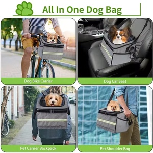 Panier de vélo respirant pour <span class=keywords><strong>chien</strong></span> avec laisse de sécurité, panier de vélo pliable pour <span class=keywords><strong>chien</strong></span>, sac à dos de transport pour petits chiens et chats, pour le cyclisme et les voyages - Product Image 3