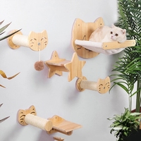Étagère à chat murale en sisal en bois jouets étape d'escalade de chat personnalisée pour sauter le griffoir de chat