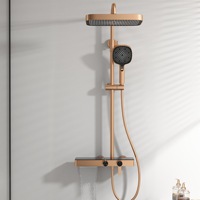 Pomme de douche murale en laiton noir or rose de Chine cascade à jet avec système de salle de bain à hauteur réglable ensemble complet pour hôtel