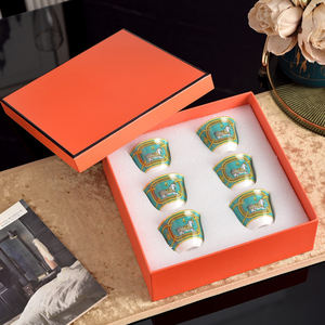 Ensemble de 6 tasses à thé rétro personnalisées en porcelaine fine, motif cheval, style arabe, mode minimaliste, idéal comme cadeau - Product Image 4