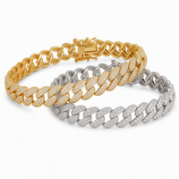 Bracelet Cuban Link en Argent Sterling 925 avec Moissanite Pavée, Double Fermoir de Sécurité, Style Hip Hop Iced Out, 16-21cm pour Femme