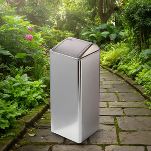 Cestino per Rifiuti in Acciaio Inox da 80 L con Coperchio per Uso Interno ed Esterno - Product Image 3