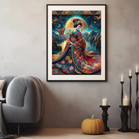 Kit de Broderie Diamant 5D DIY Geisha Japonaise, Peinture sur Toile à Strass, Dame Traditionnelle Élégante, Artisanat