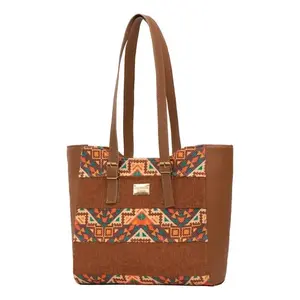 Bolso Tote de Yute para Mujer Fana Elio, 31x30x9 cm, Patrón Geométrico, Estilo Bohemio, Uso Diario, Ecológico, Vegano - Product Image 4