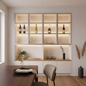 Mobile Bar Moderno di Lusso Italiano Personalizzato con Illuminazione <span class=keywords><strong>a</strong></span> LED, Credenza Minimalista Bianca, Set di Mobili per Bar e Buffet - Progetto - Product Image 1