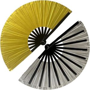 Abanico Plegable Grande de Bambú Clásico con Diseño Holográfico de PVC para Festivales, Discotecas, Fiestas y Decoración del Hogar, Ideal para Diversas Ocasiones - Product Image 3