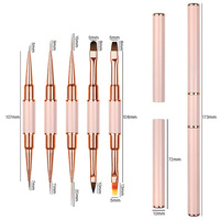 5 pièces ensemble de brosses à ongles de haute qualité brosses à doublure en métal à Double extrémité pour acrylique ongles pointillage Art Design outils de peinture à ongles