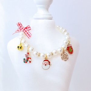 Kalung kerah hewan peliharaan mutiara dapat diatur, aksesori perhiasan lucu untuk kucing anjing anak anjing - Product Image 4