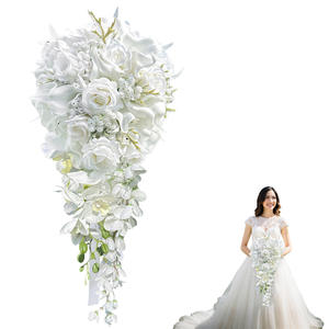 Ramo de Novia Artificial de Alta Gama, Ramo de Dama de Honor, Rosas en Forma de Gota de Agua, Hecho a Mano, Decoración para el Día de San Valentín y Bodas - Product Image 1