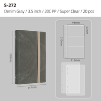 Kunden spezifische PU Grün Grau Premium 3 Zoll 3 Gitter/3,5 Zoll 3 Gitter New Style Denim Eisen Klemme Loch Karte Buch Ring Binder Karte Album