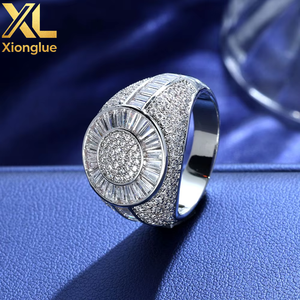 Anillo de Hombre de Alta Gama, Estilo Hip-Hop, Chapado en Oro de 18K con Circonita Cúbica Redonda, Venta al Por Mayor, Estilo Europeo y Americano - Product Image 4