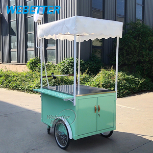 WEBETTER-Carrito de comida para café, <span class=keywords><strong>hamburguesas</strong></span> empujadas a mano, carrito de café de flores comercial al aire libre con paraguas - Product Image 2