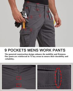 <strong>Mens</strong> Durable Ripstop Waterproof Lightweight Tactical Outdoor Hiking 65% Polyester 35% Cotton Work Pants <strong>Cargo</strong> with Pockets - Product Image 2