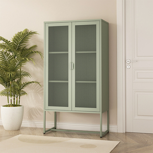 메타 L홈 오피스 거실 캐비닛 주방 사이드보드 수납장 책장 디스플레이 메쉬 도어 스틸 캐비닛 - Product Image 1